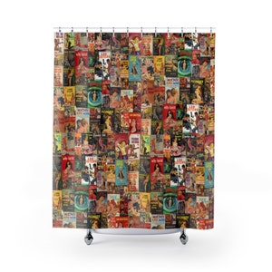 Vintage Pulp Novel Montage Shower Curtain