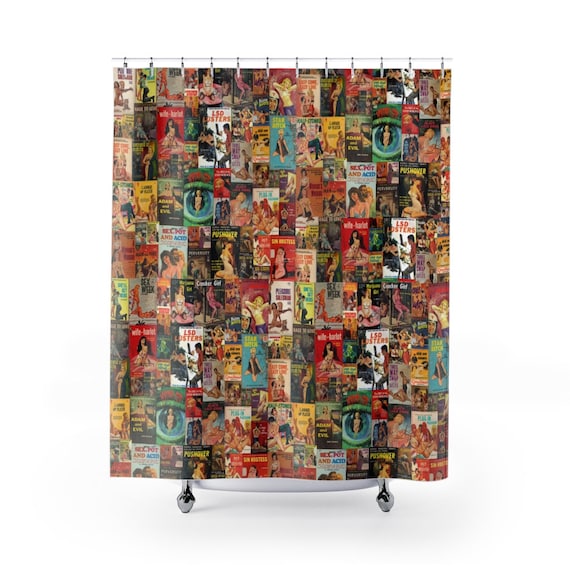 Vintage Pulp Novel Montage Shower Curtain