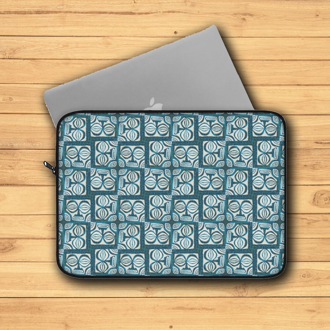 Tiki Notebook Retro Tiki Mid Century Modern Laptop Sleeve in Turquoise, Macbook, PC ...