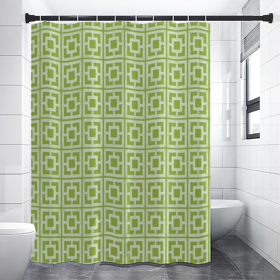 Retro Green Breeze Block Shower Curtain Mid Century Modern 60's Splendor in 4 sizes!