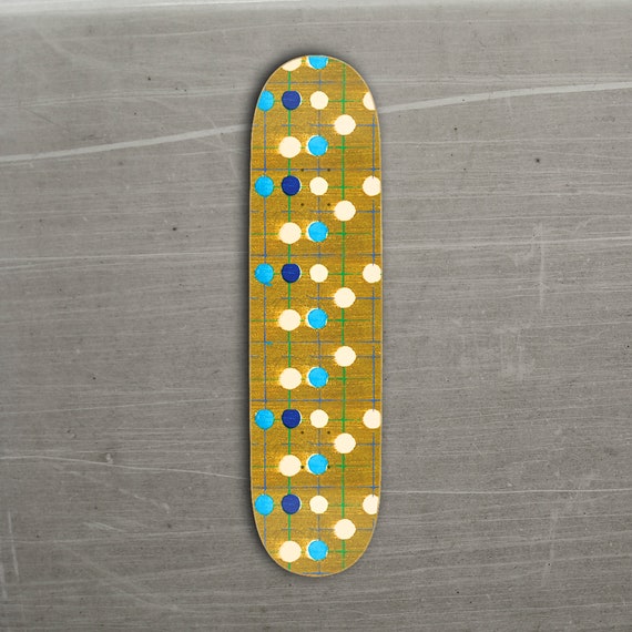 Retro 50s Mid Century abstract Japanese Block Print Pattern Skateboard Deck