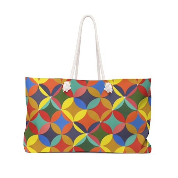 Kalidascope of Mid Century Modern Color Palatte Weekender Bag. Let's Go on a Trip!