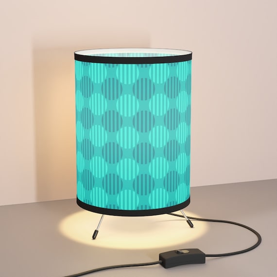 Retro Mid Century Modern Blue Circle Tripod Lamp with High-Res Printed Shade, US/CA plug MCM Design
