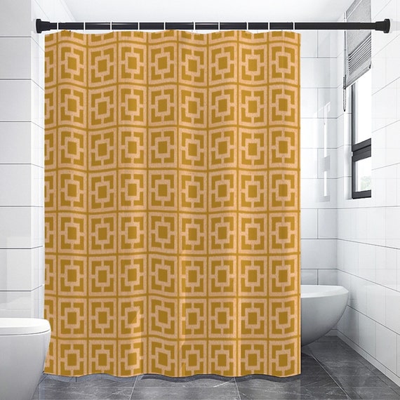 Retro Orange Breeze Block Shower Curtain Mid Century Modern 60's Splendor in 4 sizes!