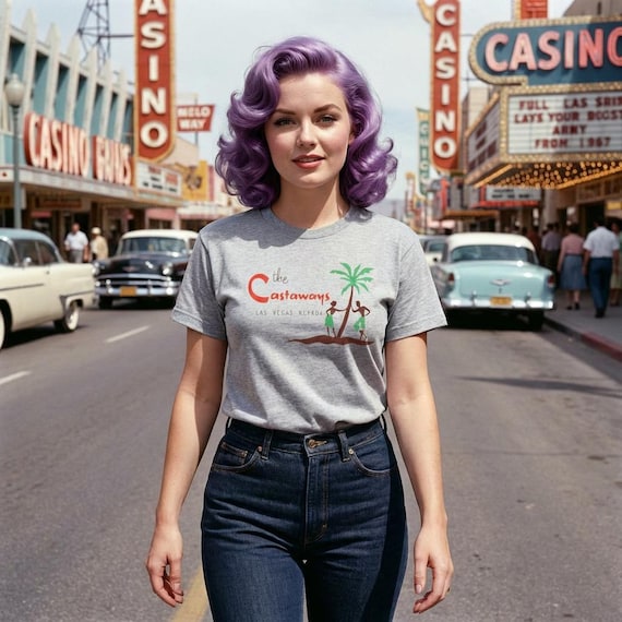 Castaways Las Vegas Retro Nightlife T-Shirt | Vintage Vegas Neon