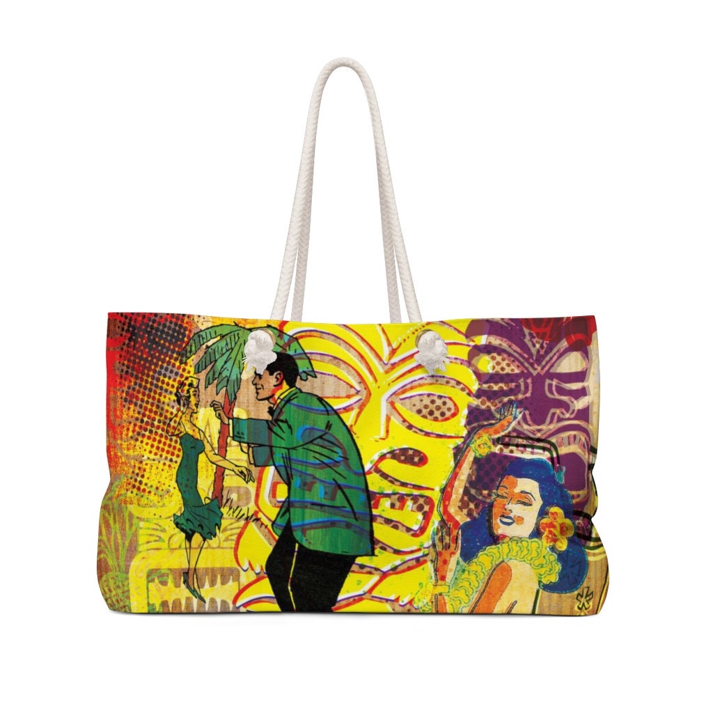 Retro Tiki Party Weekend UbergroBe Weekender Tropische Mid Century Modern Strandtasche Etsy