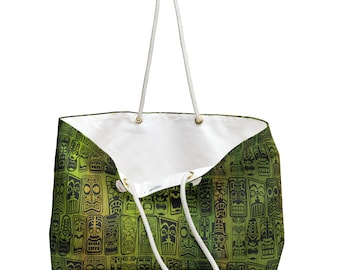 Bolso de fin de semana verde Tiki retro: bolso de viaje de mediados de siglo