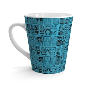 Retro Tiki Mid Century Modern Blue Latte mug