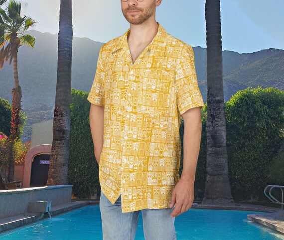 Retro Tiki Hawaiian Shirt: Mid Century Modern Tropical Print