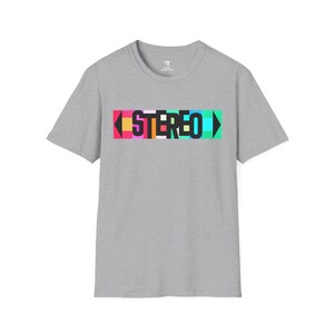 Stereo Retro Album Logo T-Shirt, Vintage 60s Tee, Mid Century Modern Shirt, Unisex Softstyle Top, Record Music Lover Gift
