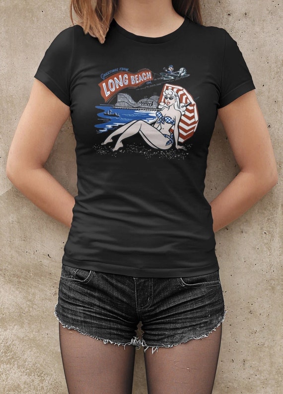 Retro Long Beach California Vacation Unisex Jersey Bella+Canvas Short Sleeve Tee Shirt, Vintage Seaside Vacation