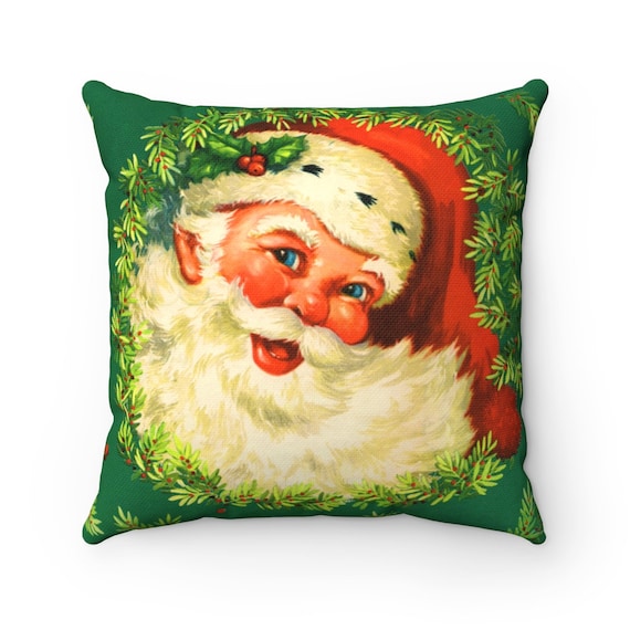 Retro Santa Claus on a Spun Polyester Square Pillow Case, Merry Christmas!