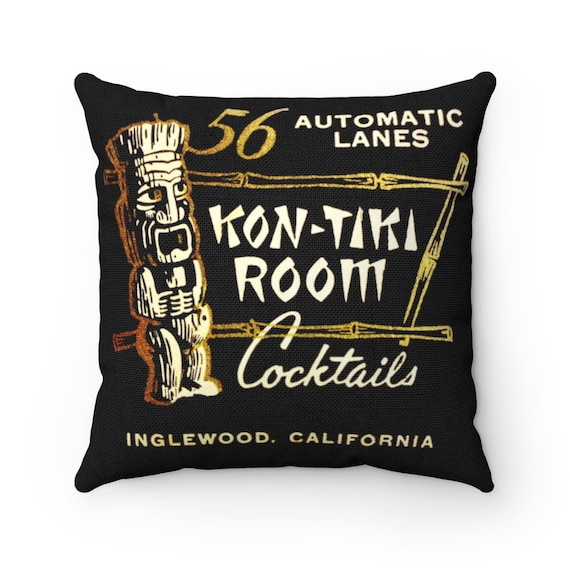 Retro Tropical KON-TIKI ROOM Cocktails on Spun Polyester Square Pillow Case