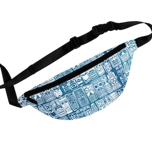Retro Tropical Tiki Mid Century Modern Fanny Pack, BLUE