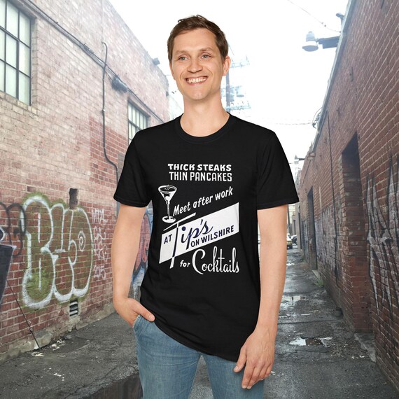 Retro Cocktail Tips T-Shirt: Mid-Century Modern Tropical Tee