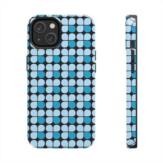 Mid Century Modern Blue and Black Tough Phone Cases, Case-Mate. iPhone 11-14 sizes