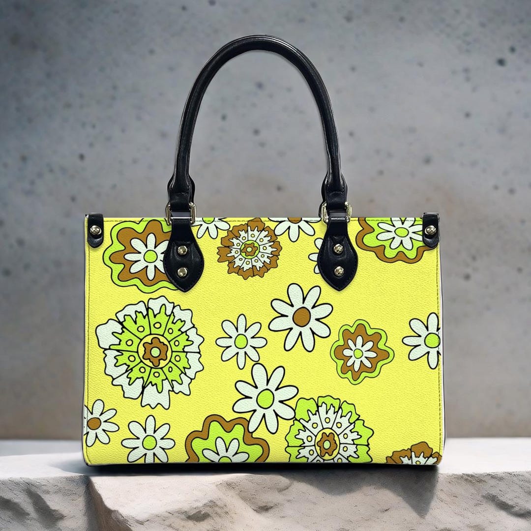 Retro Flower Power Handbag Vintage 70s Daisy Purse Mid Century Mod