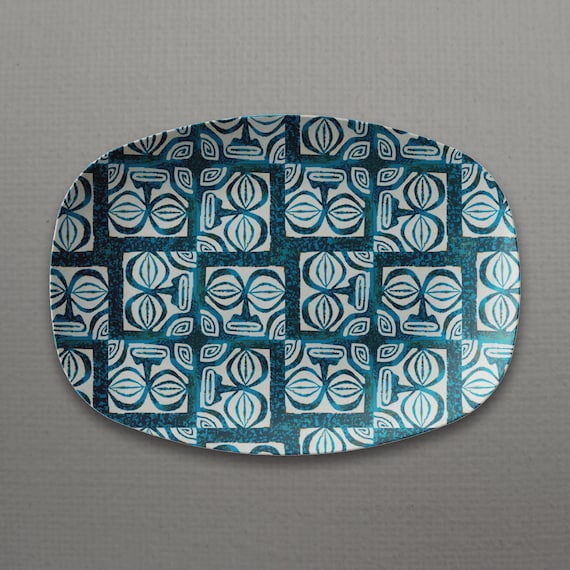 Retro Tiki Head 10x14" PLATTER, Tropical Mid Century Modern 1950's Design