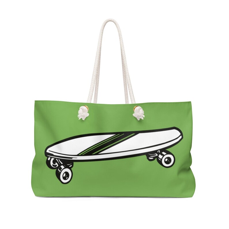 Let/'s Go on a Trip! Retro Skateboard BROWN Weekender Bag