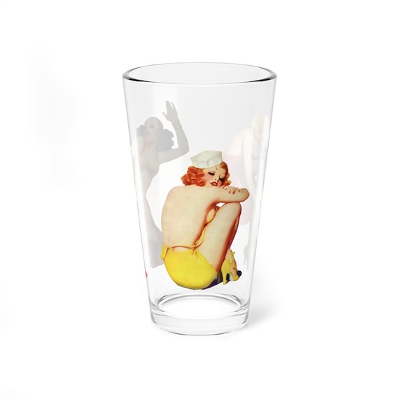 Retro  3 Classic PinUps on a Pint Glass, 16oz, Retro 1940's Cheesecake