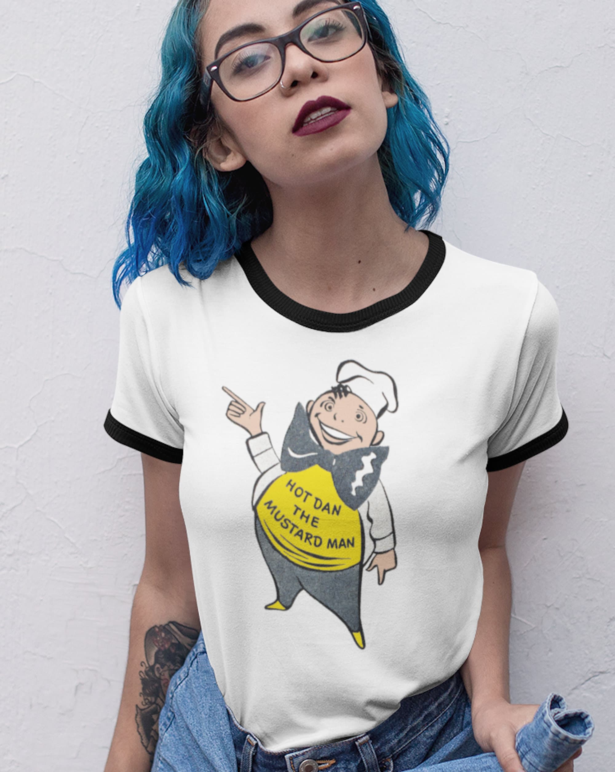 Retro Ringer Tee Shirt Vintage HOT DAN 