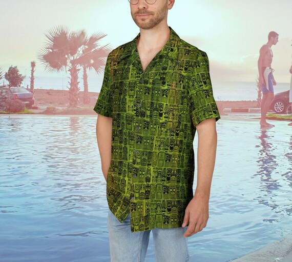 Retro Tiki Hawaiian Shirt: Mid-Century Modern Tropical Print