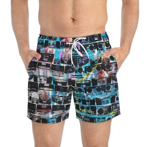 Retro 80&#39;s BOOMBOX GRAFFITI  Swim Trunks