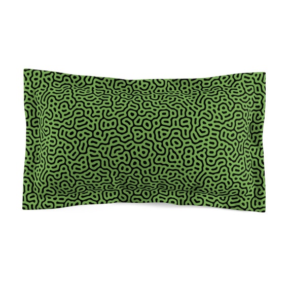 Retro 80s Microfiber Pillow Sham New Wave Memphis inspired design GREEN
