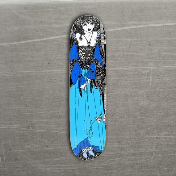 Art Nouveau Skateboard Deck in Blue  A