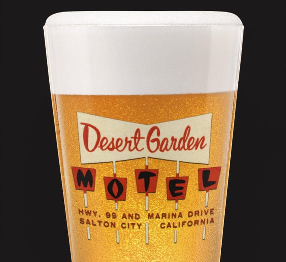 Retro 50s Desert Garden Motel Pint Beer / Mixing Glass, 16oz mid century modern classic