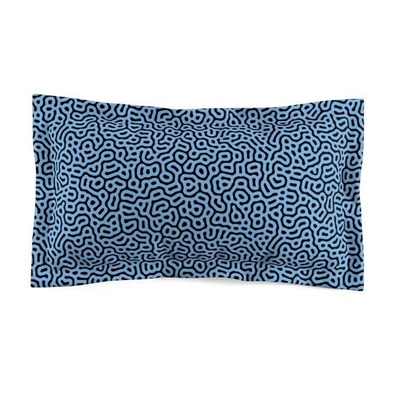 Retro 80s Microfiber Pillow Sham New Wave Memphis inspired design BLUE