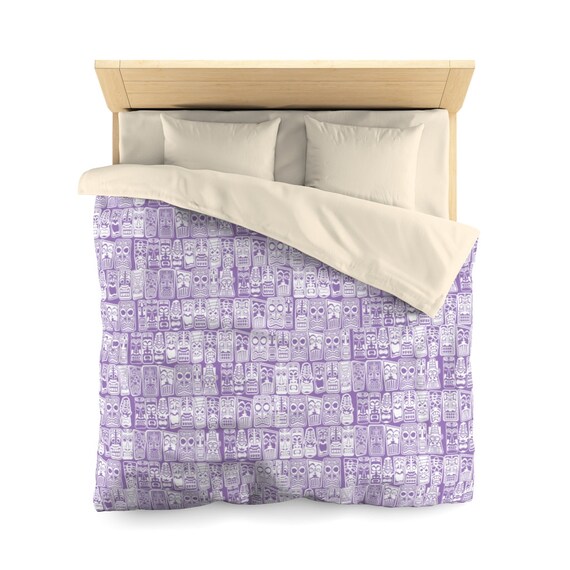 Retro TIKI  PURPLE Microfiber Duvet Cover Perfect for the mid century lifestyle, vintage design. 2 sizes