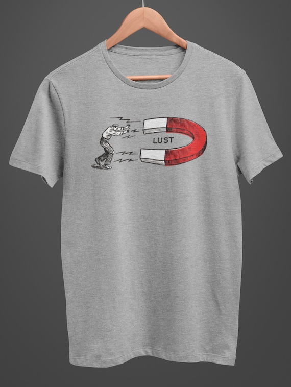 Retro Attraction to LUST! on a soft Next Level Cotton Crew Tee Shirt, perfect Christmas gift, Sinners Unite!
