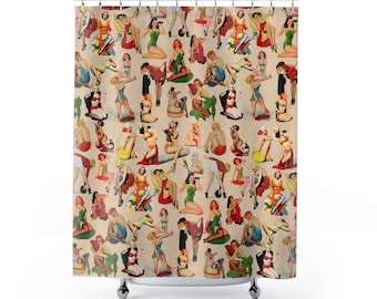 Retro Pin Up Girl Shower Curtain: Vintage Cheesecake Art