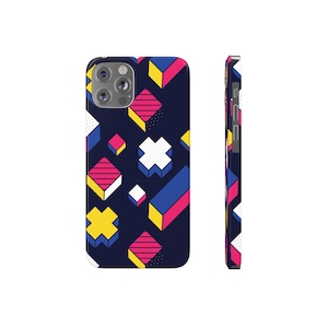 iPhone 12 and 13, Mini, Pro and Max Slim and Glossy Phone Case / 80&#39;s Memphis Design style New Wave