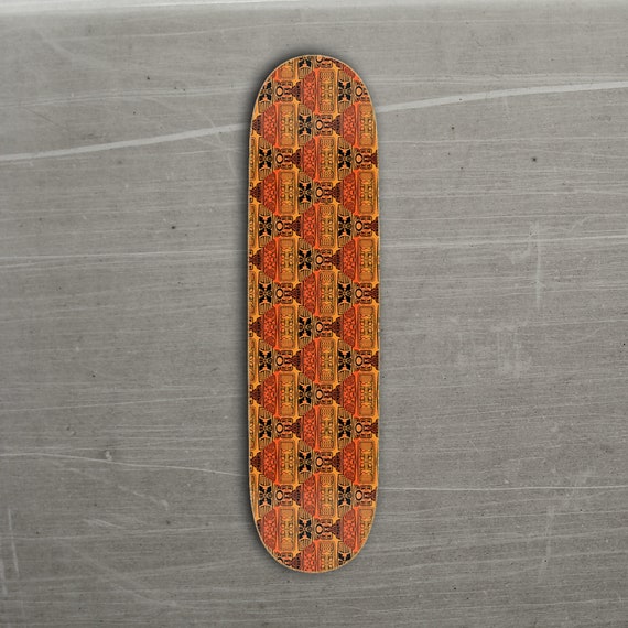 Retro 50s Orange Tiki Twill Skateboard Deck