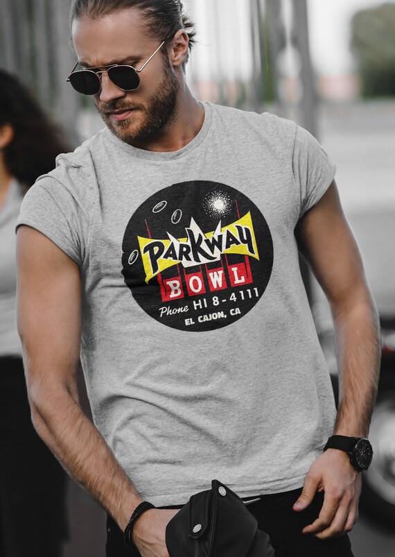 Retro MCM Parkway BOWL   Heavy Cotton Tee shirt / Unisex Men's size / Perfect Bowlers Gift Bowling Lovers