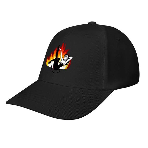 Retro Tattoo Art Devil Doll Baseball Cap Vintage Pinup Girl Hat Adjustable Black Cap Flame Graphic Hat Custom Everyday Sun Hat