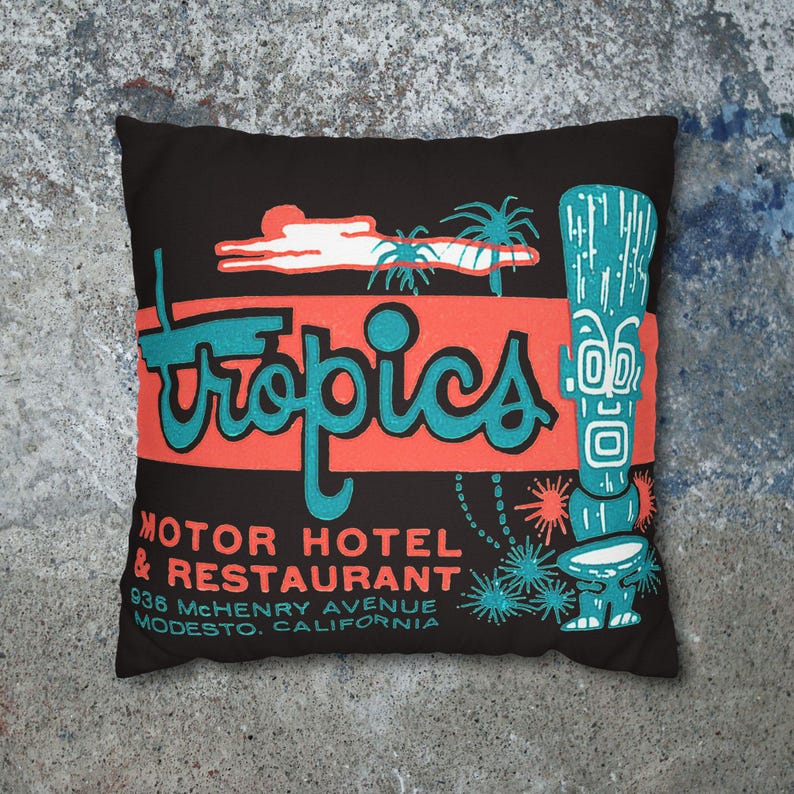 Taie d'oreiller MCM vintage Tiki Tropics Motel Restaurant vintage image 15