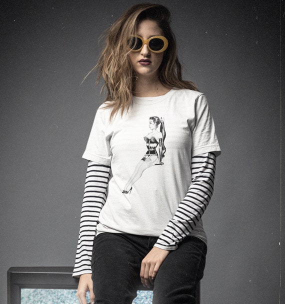 Retro BDSM Bondage Drawing on a Bella+Canvas Unisex Men's size tee shirt / Retro 50s Burlesque