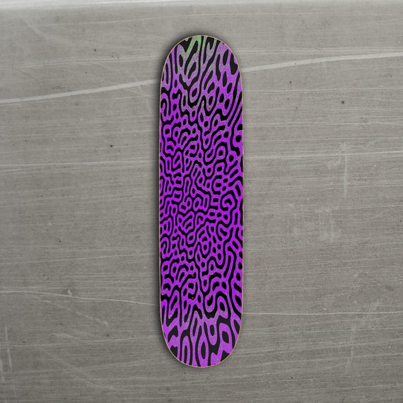 Retro 80s Skateboard Deck New Wave Purple and Green throwback