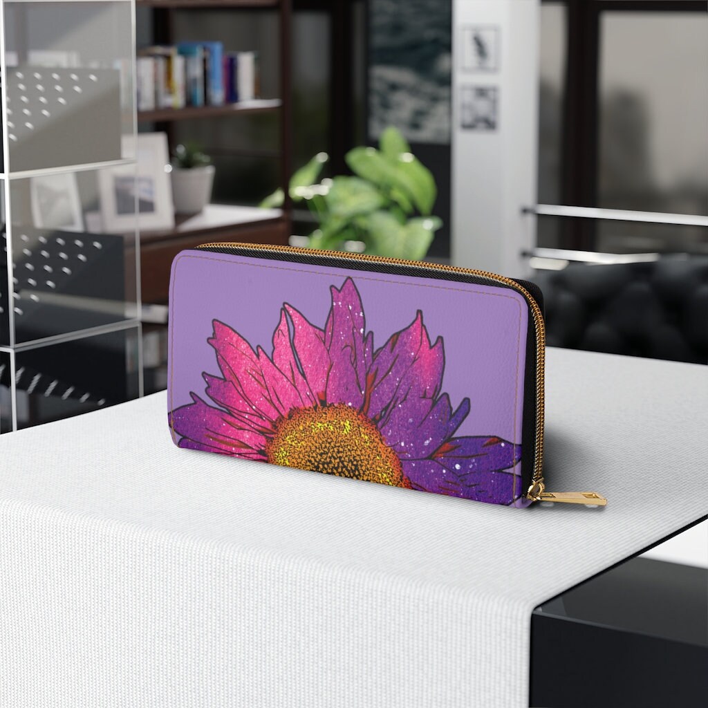 Purple Psychedelic Sunflower Zipper Wallet | Etsy