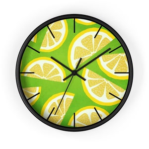 Lime Green Lemon Slice Wall Clock