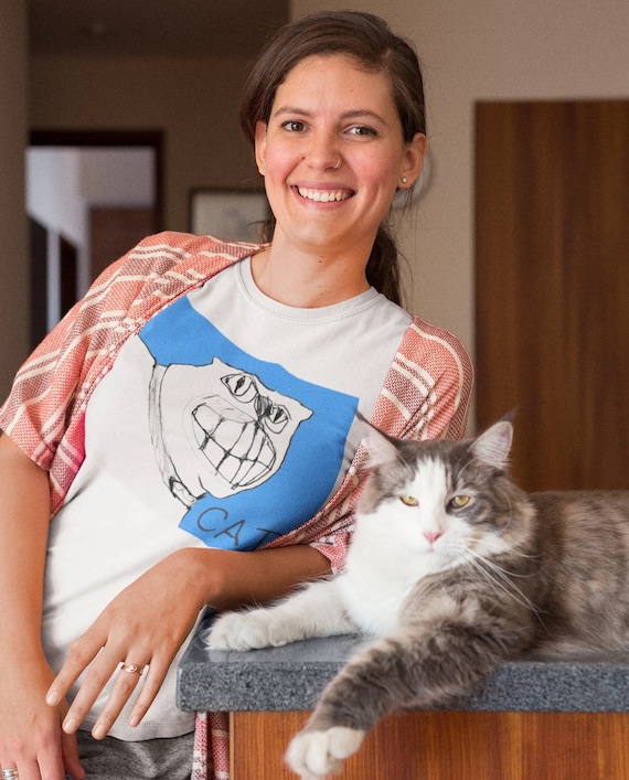 IT's A BIG CAT with giant teeth on Unisex Bella+Canvas Tee Shirt, cat lovers, odd shirt lovers, people confused about what a cat looks like