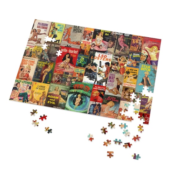 Retro Pulp Fiction. Detective, Crime & Exploitation  Fiction Montage  Jigsaw Puzzle in metal box  (252, 500, or 1000-Piece)
