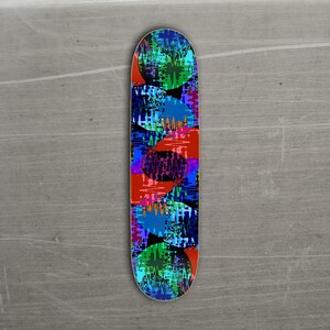 It&#39;s a Red Blue and Green and Purple Digi Distressed Skateboard Deck
