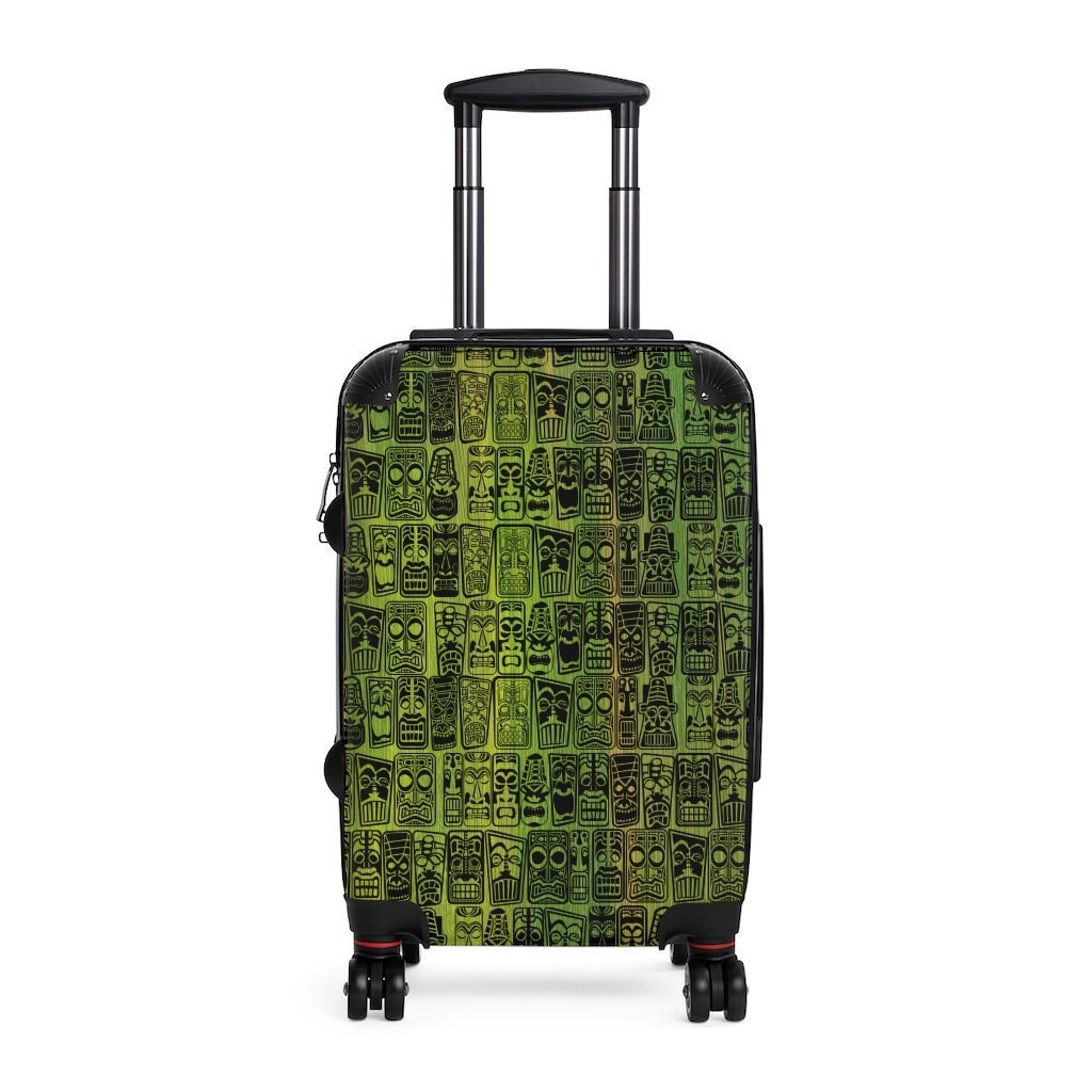 Retro Palm Tree Green Tiki Carry on Cabin Suitcase Tropical - Etsy