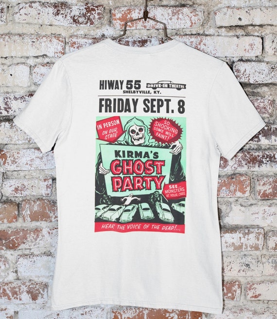 Retro 50's Korma's Ghost Party Drive In on a Bella+Canvas Tee Shirt, perfect Christmas gift