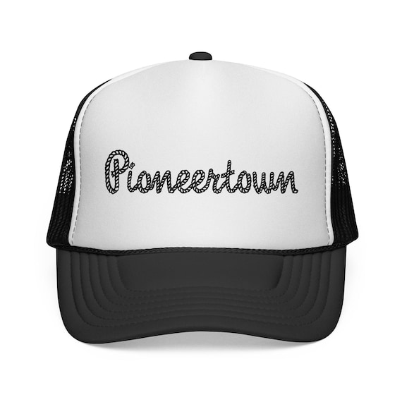 Pioneertown Trucker Cap, High Desert CA Baseball Hat, Rope Script Logo, Cool Retro Snapback, Southwest Style Headwear