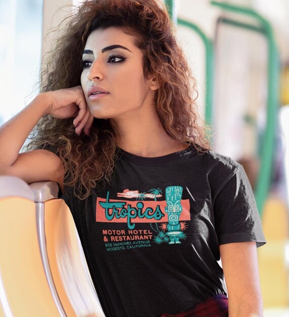 Retro Tiki Tropical Hotel and Restaurant Unisex Bella+Canvas Short Sleeve Tee